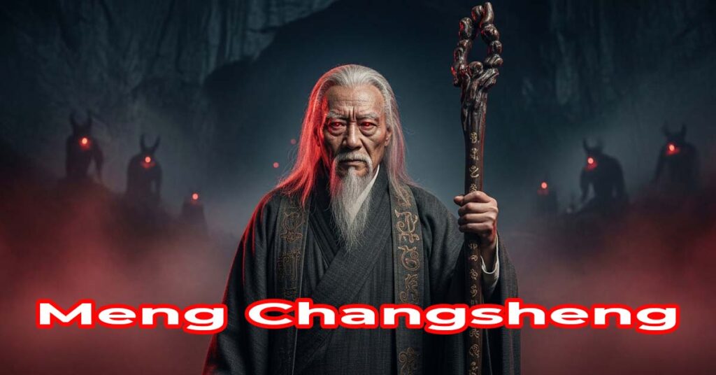 Potret Meng Changsheng, seorang pendeta Tao dari Dinasti Tang yang memalsukan usia dan kematiannya untuk mencapai keabadian, menggunakan puluhan ribu pengungsi sebagai pengorbanan darah dalam formasi Neraka Danau Darah di Pegunungan Shiwan.
