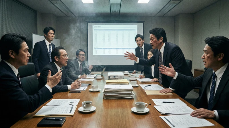 Ilustrasi pejabat kementerian Jepang sedang rapat darurat membahas masalah ekspedisi Antartika.